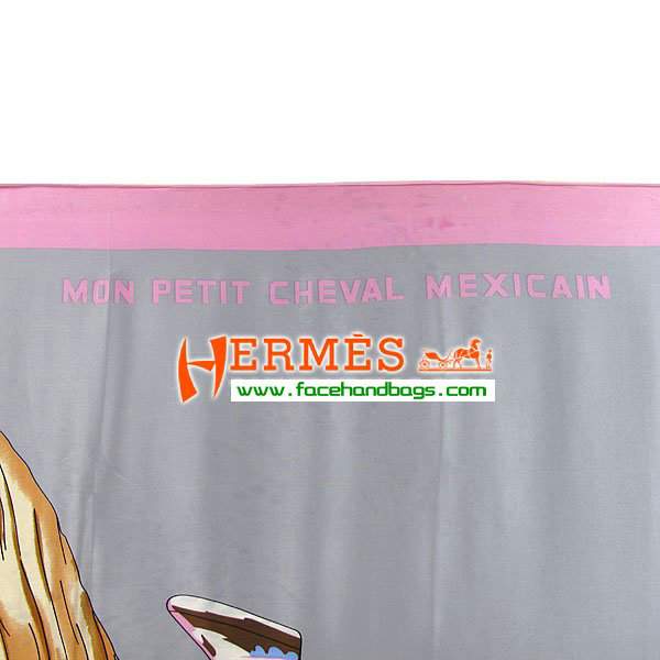 Hermes 100% Silk Square Scarf Grey HESISS 130 x 130